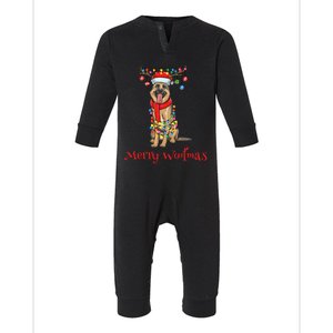 Christmas Ger Shepherd Dog Holiday Lights Merry Woofmas Gift Infant Fleece One Piece