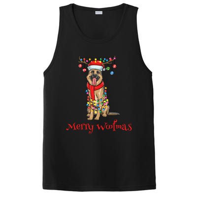 Christmas Ger Shepherd Dog Holiday Lights Merry Woofmas Gift PosiCharge Competitor Tank