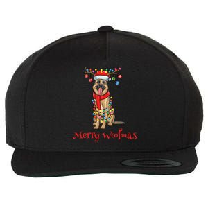 Christmas Ger Shepherd Dog Holiday Lights Merry Woofmas Gift Wool Snapback Cap