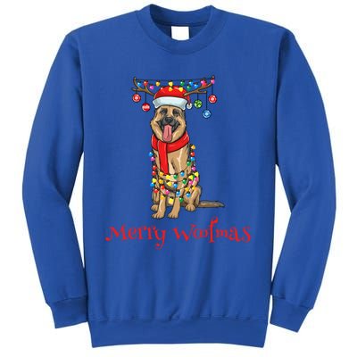 Christmas Ger Shepherd Dog Holiday Lights Merry Woofmas Gift Sweatshirt