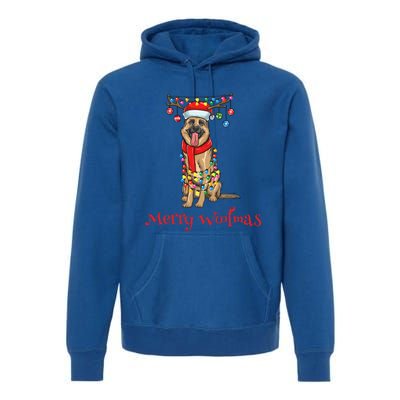 Christmas Ger Shepherd Dog Holiday Lights Merry Woofmas Gift Premium Hoodie