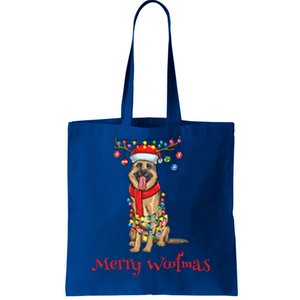 Christmas Ger Shepherd Dog Holiday Lights Merry Woofmas Gift Tote Bag