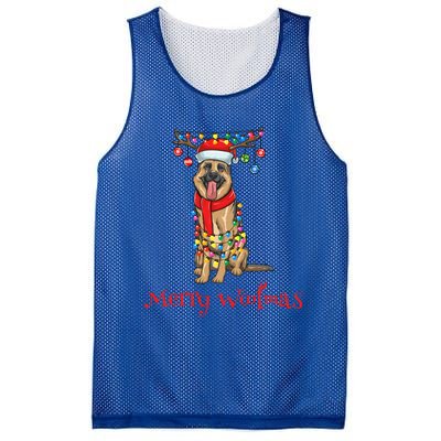 Christmas Ger Shepherd Dog Holiday Lights Merry Woofmas Gift Mesh Reversible Basketball Jersey Tank