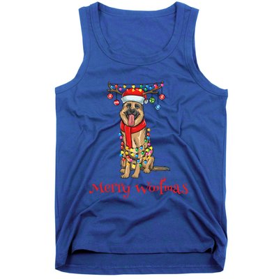 Christmas Ger Shepherd Dog Holiday Lights Merry Woofmas Gift Tank Top