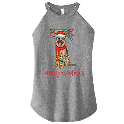 Christmas Ger Shepherd Dog Holiday Lights Merry Woofmas Gift Women’s Perfect Tri Rocker Tank