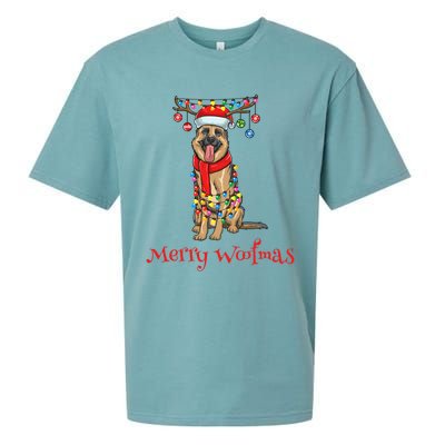 Christmas Ger Shepherd Dog Holiday Lights Merry Woofmas Gift Sueded Cloud Jersey T-Shirt