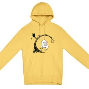 Cute Ghost Swinging Reading Book Halloween Ghost Costume Premium Pullover Hoodie