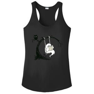 Cute Ghost Swinging Reading Book Halloween Ghost Costume Ladies PosiCharge Competitor Racerback Tank