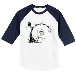 Cute Ghost Swinging Reading Book Halloween Ghost Costume Baseball Sleeve Shirt