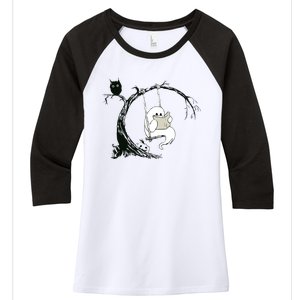 Cute Ghost Swinging Reading Book Halloween Ghost Costume Women's Tri-Blend 3/4-Sleeve Raglan Shirt