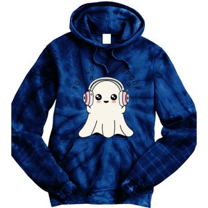 Cute Ghost Too Cute To Spook Ghost With Headphones Music Lover Ghost Tie Dye Hoodie