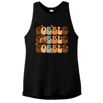 Cute Gobble Turkey Thanksgiving Ladies PosiCharge Tri-Blend Wicking Tank