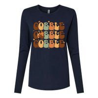 Cute Gobble Turkey Thanksgiving Womens Cotton Relaxed Long Sleeve T-Shirt