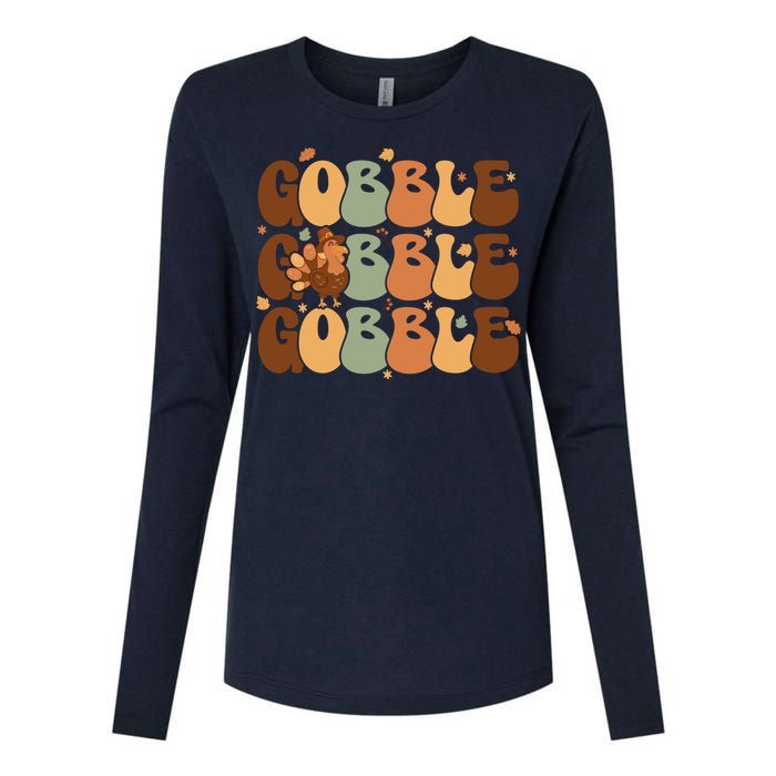 Cute Gobble Turkey Thanksgiving Womens Cotton Relaxed Long Sleeve T-Shirt