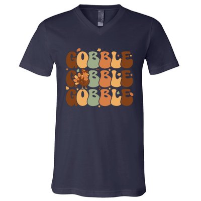 Cute Gobble Turkey Thanksgiving V-Neck T-Shirt