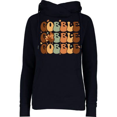 Cute Gobble Turkey Thanksgiving Womens Funnel Neck Pullover Hood