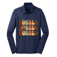 Cute Gobble Turkey Thanksgiving Silk Touch Performance Long Sleeve Polo