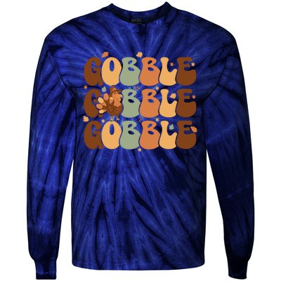 Cute Gobble Turkey Thanksgiving Tie-Dye Long Sleeve Shirt