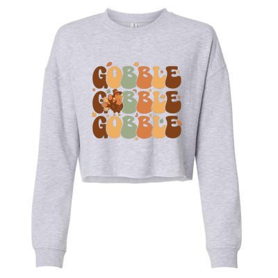 Cute Gobble Turkey Thanksgiving Cropped Pullover Crew