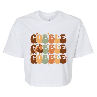 Cute Gobble Turkey Thanksgiving Bella+Canvas Jersey Crop Tee