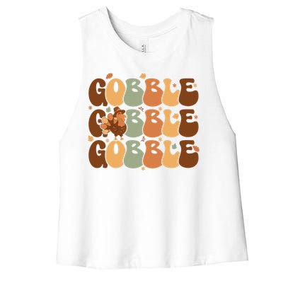 Cute Gobble Turkey Thanksgiving Women's Racerback Cropped Tank