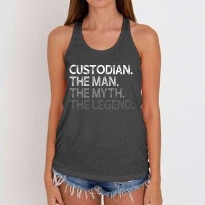 Custodian Gift The Man Myth Legend Women's Knotted Racerback Tank