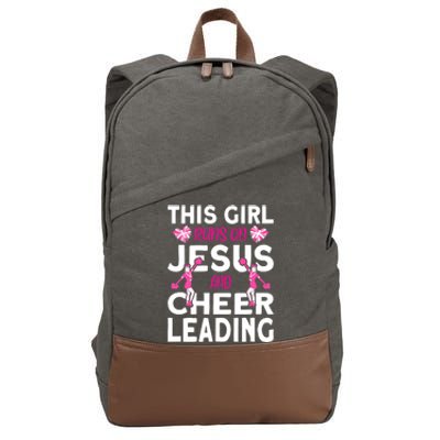 Cheer Girl This Girl Runs On Jesus And Cheerleading Cotton Canvas Backpack