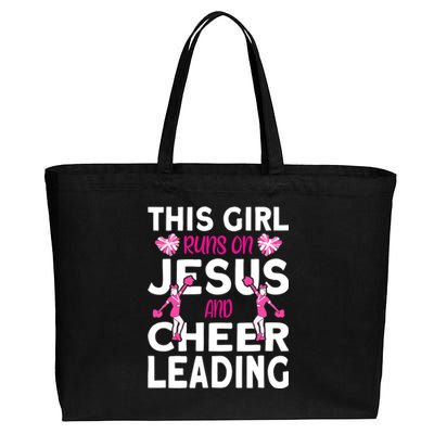 Cheer Girl This Girl Runs On Jesus And Cheerleading Cotton Canvas Jumbo Tote