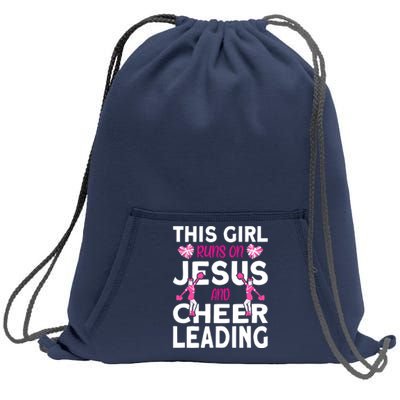 Cheer Girl This Girl Runs On Jesus And Cheerleading Sweatshirt Cinch Pack Bag