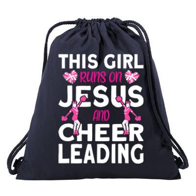 Cheer Girl This Girl Runs On Jesus And Cheerleading Drawstring Bag