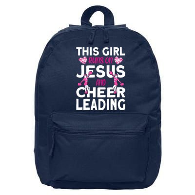 Cheer Girl This Girl Runs On Jesus And Cheerleading 16 in Basic Backpack