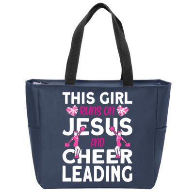 Cheer Girl This Girl Runs On Jesus And Cheerleading Zip Tote Bag