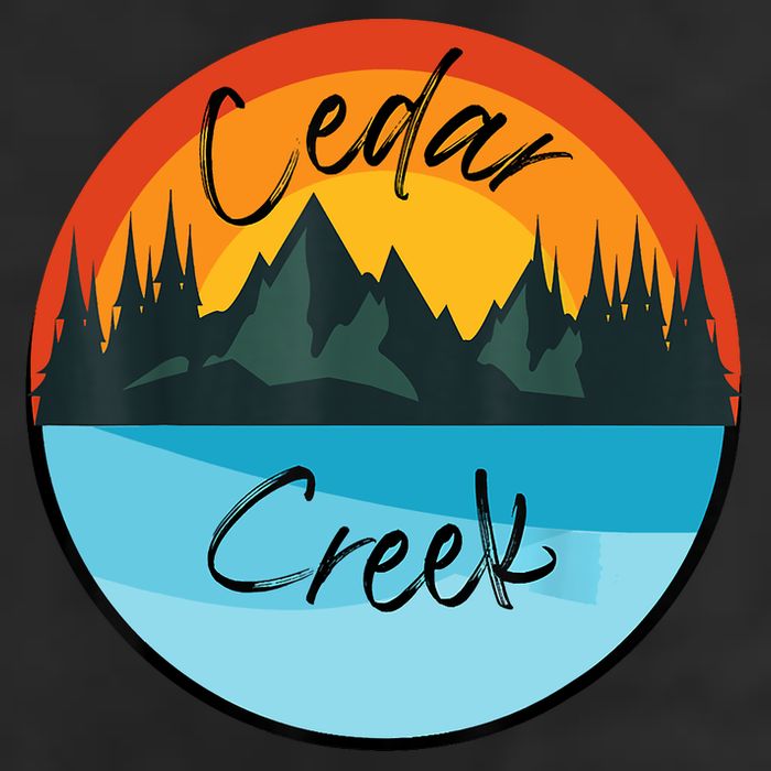 Camping Graphic Tee. Cedar Creek 7 Panel Mesh Trucker Snapback Hat