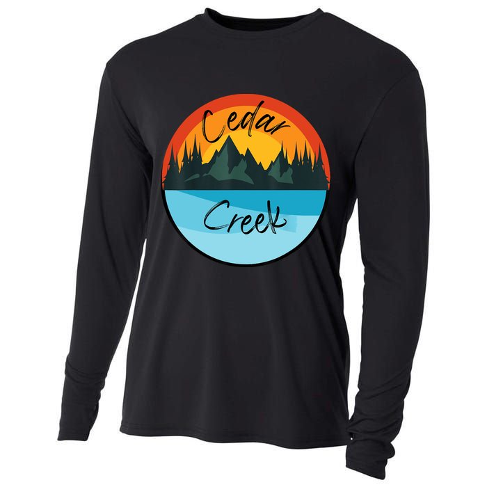 Camping Graphic Tee. Cedar Creek Cooling Performance Long Sleeve Crew