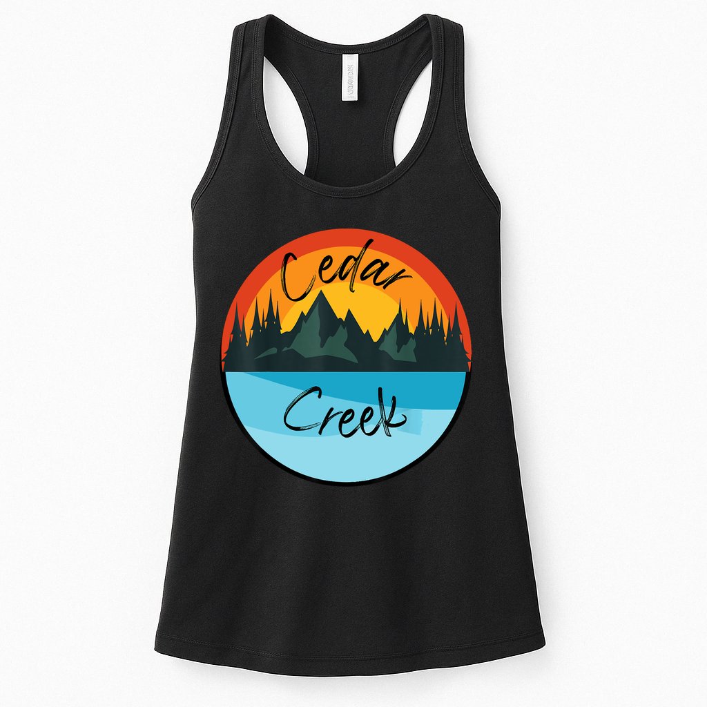 Camping Graphic Tee. Cedar Creek Womens Tank Top