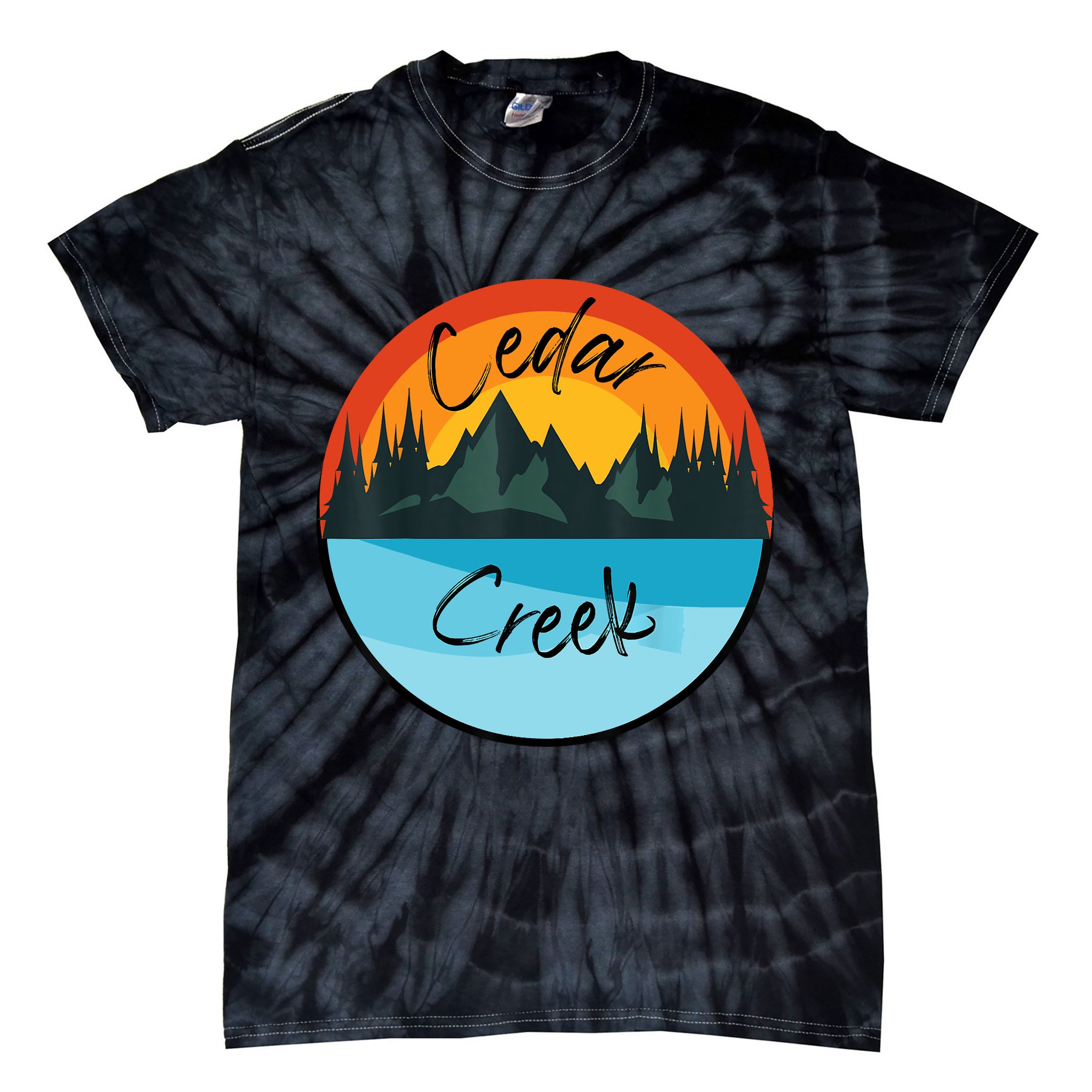 Camping Graphic Tee. Cedar Creek Tie-Dye T-Shirt