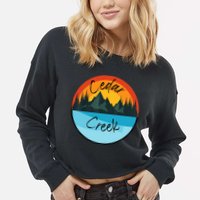 Camping Graphic Tee. Cedar Creek Cropped Pullover Crew