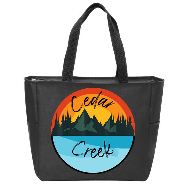 Camping Graphic Tee. Cedar Creek Zip Tote Bag