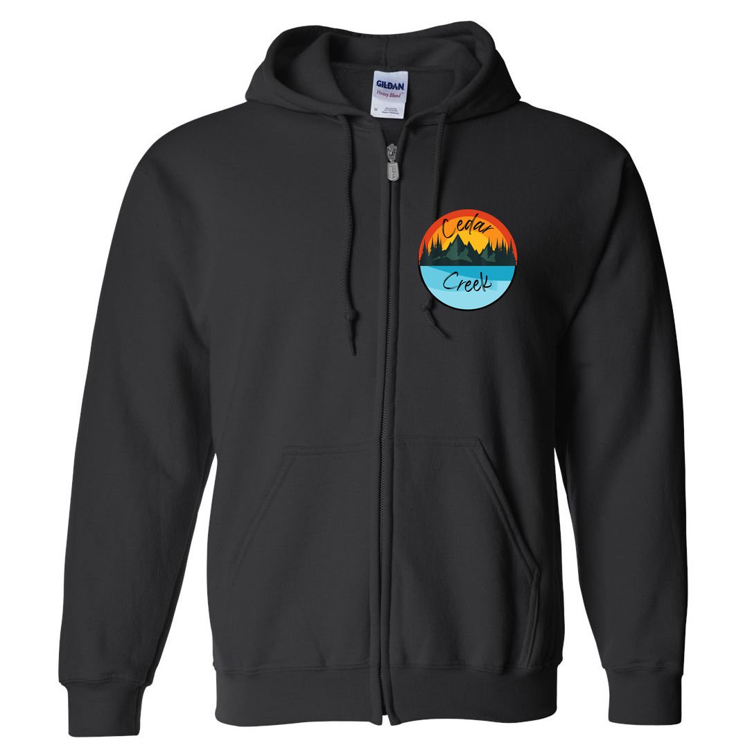 Camping Graphic Tee. Cedar Creek Full Zip Hoodie