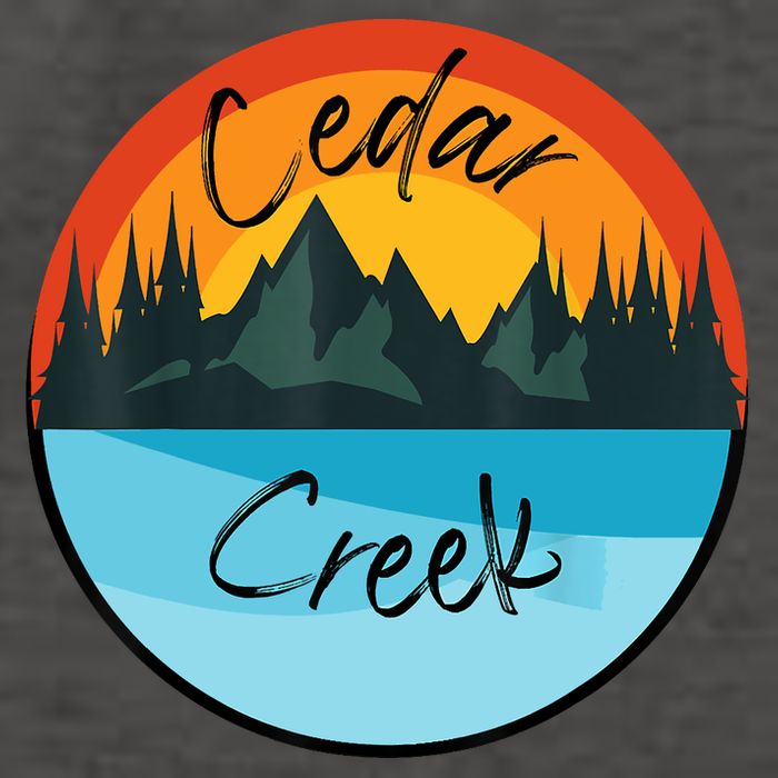 Camping Graphic Tee. Cedar Creek Vector Backpack