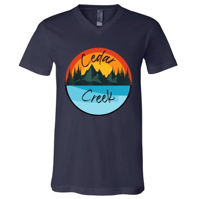 Camping Graphic Tee. Cedar Creek V-Neck T-Shirt