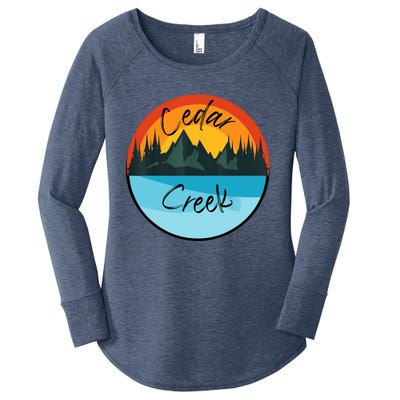 Camping Graphic Tee. Cedar Creek Women's Perfect Tri Tunic Long Sleeve Shirt