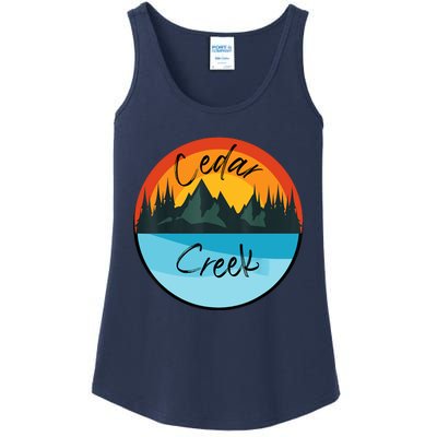 Camping Graphic Tee. Cedar Creek Ladies Essential Tank