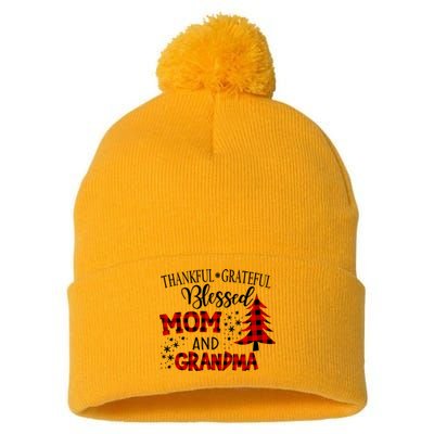 Christmas Gift Thankful Grateful Blessed Grandma Gift Pom Pom 12in Knit Beanie