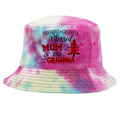 Christmas Gift Thankful Grateful Blessed Grandma Gift Tie-Dyed Bucket Hat