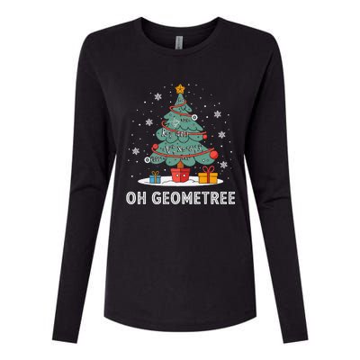 Christmas Geometry Teacher Xmas Math Equations Geometreetree Womens Cotton Relaxed Long Sleeve T-Shirt