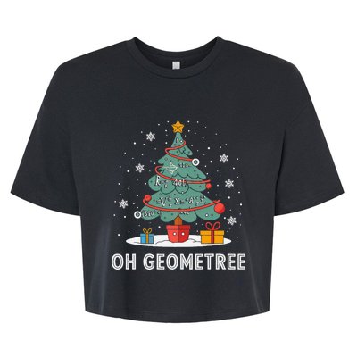 Christmas Geometry Teacher Xmas Math Equations Geometreetree Bella+Canvas Jersey Crop Tee