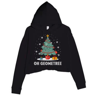 Christmas Geometry Teacher Xmas Math Equations Geometreetree Crop Fleece Hoodie