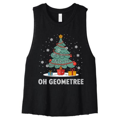 Christmas Geometry Teacher Xmas Math Equations Geometreetree Women's Racerback Cropped Tank