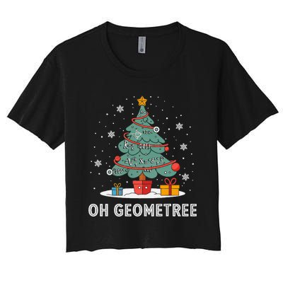 Christmas Geometry Teacher Xmas Math Equations Geometreetree Women's Crop Top Tee